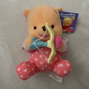 2003 Y2K Vintage Valentines Fisher-Price Pooh Babies Plush Toy - Pink and Cream